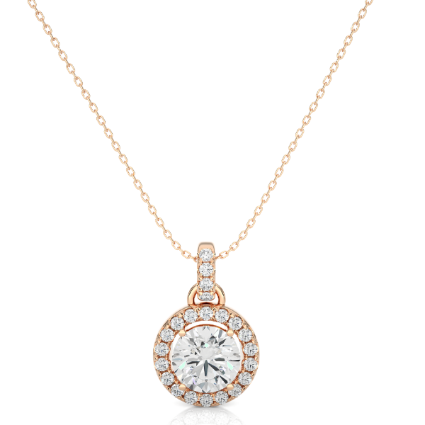 Picture of 1.20 Carat Solitaire Pendant Necklace, Encircled By Sparkling Halos.(Without Chain)