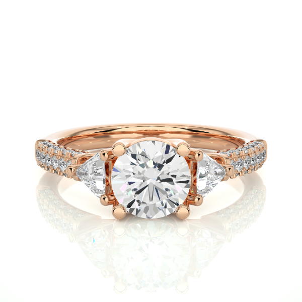 Picture of 1.05 Carat Solitaire Round with side triangles cut labgrown diamond Ring( 1.60 CTW Diamonds)