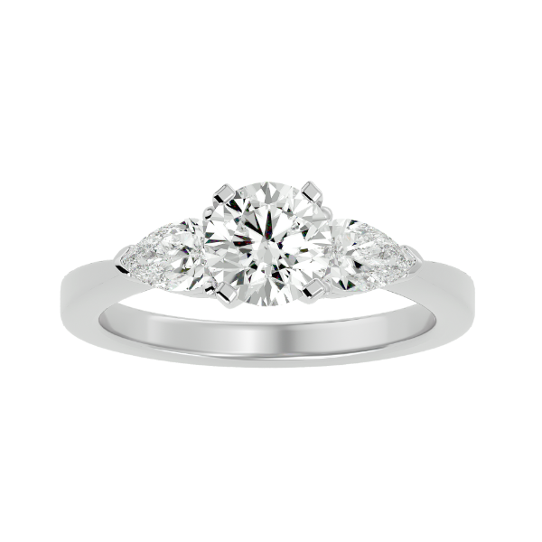 Picture of 1.10 Carat Solitaire with side pear cut Ring (1.60 CTW Diamonds)