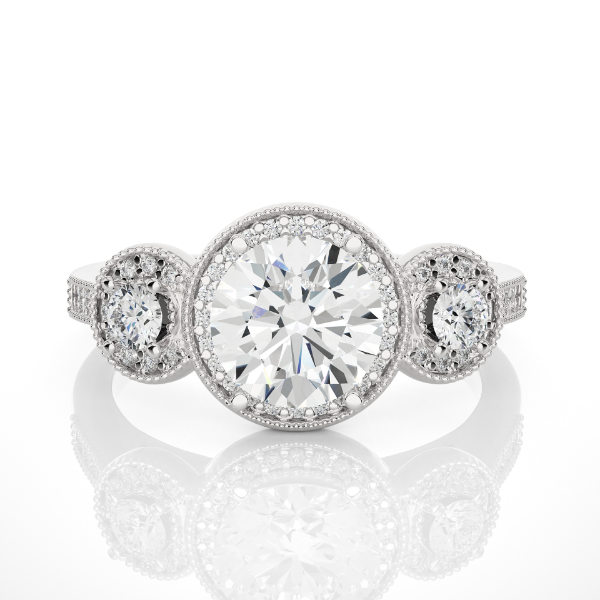 Picture of 1.30 Carat solitaire with 15 cents adjacent Diamond Halo Ring