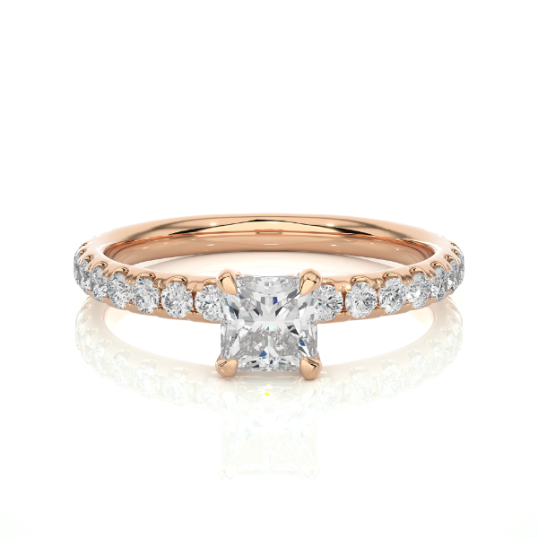 Picture of 0.60 Carat Solitaire Princess Cut Lab Grown Diamond Ring with Accents (1.01 CTW Diamonds)