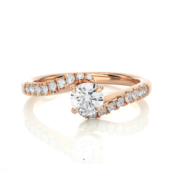 Picture of Round cut Ring With A Twisted 0.50 CT Solitaire - Accented Band.(0.70 CTW Diamonds)