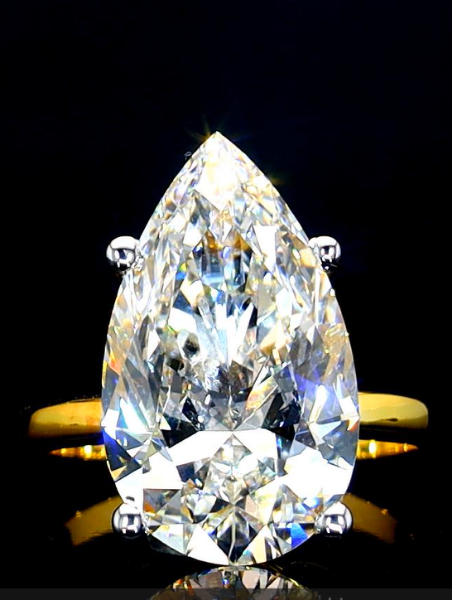 Picture of 7 Carat Pear Solitaire Labgrown Diamond Ring.
