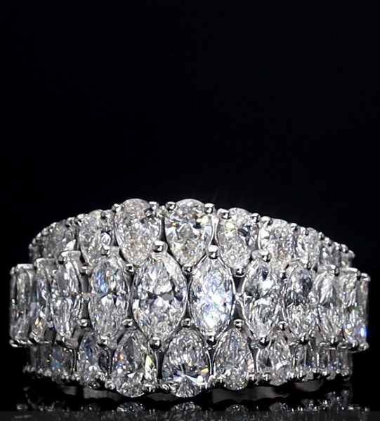 Picture of 4.00 carat Features Multiple Rows of Marquise and Pear Shaped Diamonds Ring