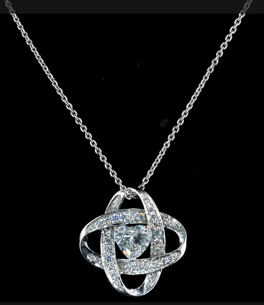 Picture of 2.05 Carat Solitaire Heart Shaped Stunning  Love Knot Necklace (With Chain)