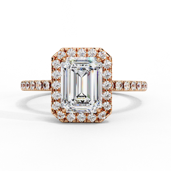 Picture of 1.70 Carat Lab Grown Emerald Solitaire Diamond Halo Ring.(2.01 Ctw Diamonds)