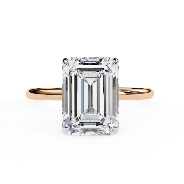 Picture of 2.55 Carat Emerald Cut Lab Grown Diamond Ring With a Hidden Halo.(2.62 Ctw Diamonds)