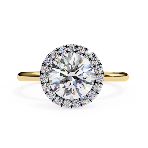 Picture of 1.50 Carat Classic Solitaire And Halo Diamond Ring With Sleek Band (1.65 CTW Diamonds)