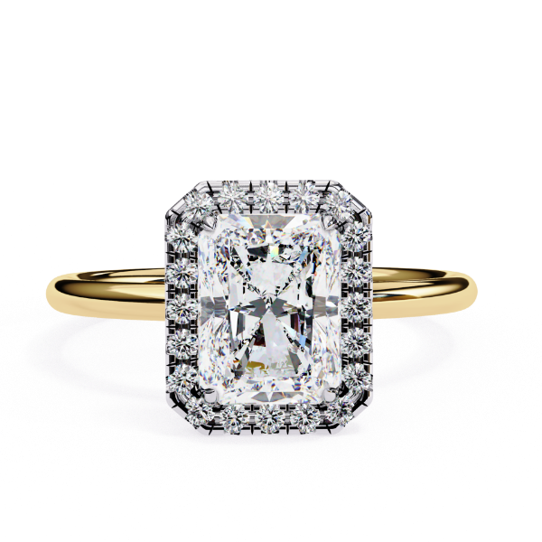 Picture of Modern Sophistication : 1.80 Carat Radiant Solitaire Diamond Halo Ring (1.96 CTW Diamonds)