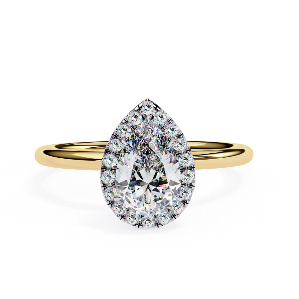 Picture of 1.10 carat Pear Solitaire Diamond Ring, Featuring A Halo Design.