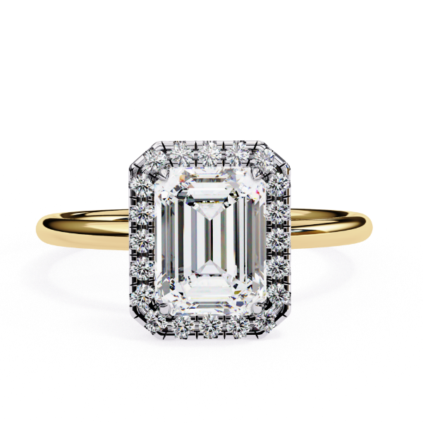 Picture of 1.70 Carat Emerald Solitaire Diamond Ring With A Halo.(1.85 CTW Diamonds)