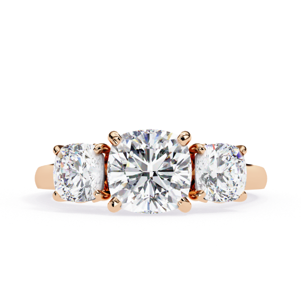 Picture of 1.50 Carat Cushion Solitaire Lab Grown Diamond Three Stone Ring (3.60 ctw Diamonds)
