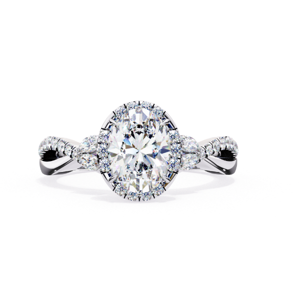 Picture of 0.70 Carat Oval Solitaire Halo Twist Ring (1.01 CTW Diamonds)