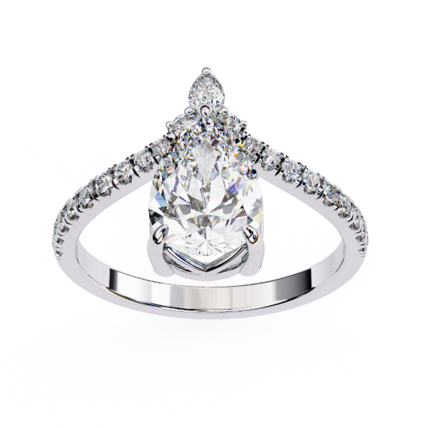 Picture of Seraphina TearDrop 1.50 CT  Pear Solitaire With Diamond Shoulders Ring (1.80 CTW Diamonds)