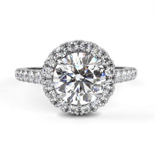 Picture of 1.30 Carat Solitaire Ring With Round Cut Center And Pave Halo Design.(1.81 CTW Diamonds)