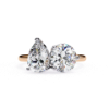 Picture of 1.50 CT Pear And 2 CT Round Cut Lab Grown Diamond Two Stone Ring.