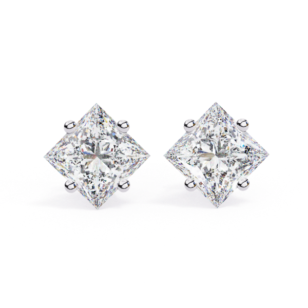 Picture of 2.40 Carat Total Princess Cut Lab Grown Diamond Stud Earring.