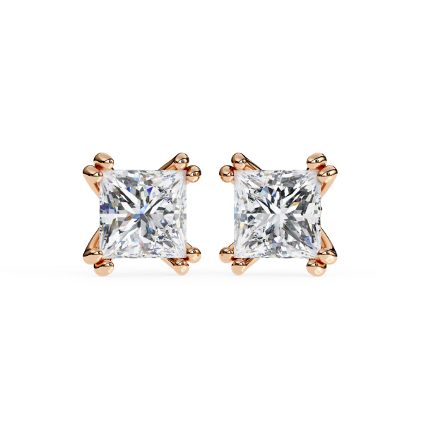 Picture of 3.04 Carat Princess Cut Lab Grown Diamond Stud Earring.
