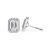 Picture of 1.50 Carat solitaire Emerald Cut Lab Grown Diamond Halo Earring. (1.70 CTW Diamonds)