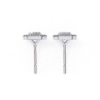 Picture of 1.50 Carat solitaire Emerald Cut Lab Grown Diamond Halo Earring. (1.70 CTW Diamonds)
