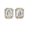 Picture of 1.50 Carat solitaire Emerald Cut Lab Grown Diamond Halo Earring. (1.70 CTW Diamonds)