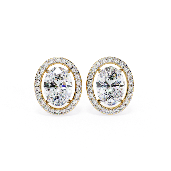 Picture of 1.50 carat solitaire Oval Cut Earrings, Each With a Halo Of Smaller Diamonds.(1.70 CTW Diamonds)