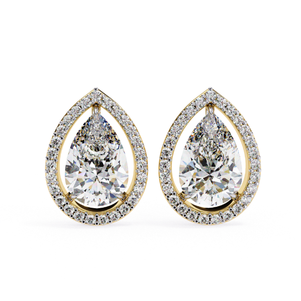 Picture of 1.40 Carat Solitaires Pear Cut Lab Grown Diamond Halo Earring.(1.60 CTW Diamonds)