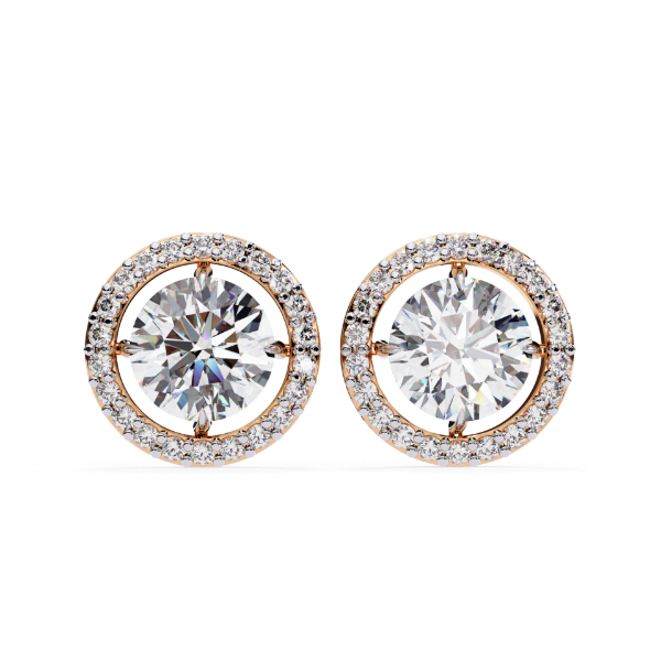 Picture of 1.60 Carat Solitaire Round Cut Lab Grown Diamond Halo Earring.(1.80 CTW Diamonds)
