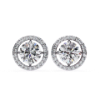 Picture of 1.60 Carat Solitaire Round Cut Lab Grown Diamond Halo Earring.(1.80 CTW Diamonds)
