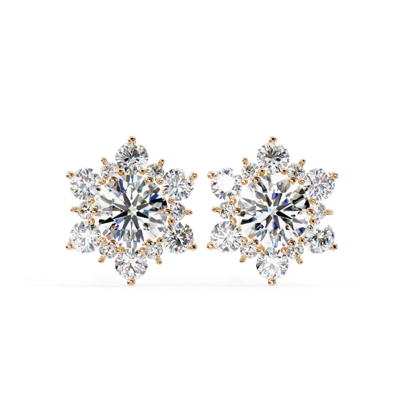 Picture of 0.70 Carat Round Cut Flower Earrings.