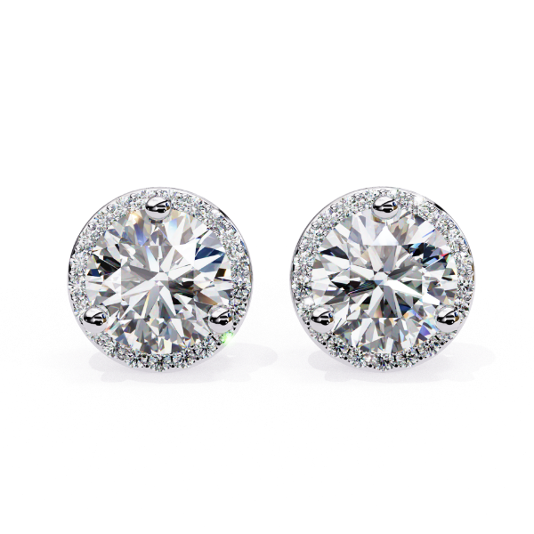 Picture of 1.80 carat solitaire Round Cut with surrounding halo Earring.( 2 CTW Diamonds)