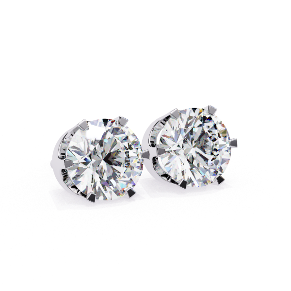 Picture of 2.60 Carat solitaire Round Cut Lab Grown Diamond Six Prong Stud Earring.