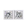 Picture of 1.80 Carat solitaire Bezel Princess labgrown diamond Studs.