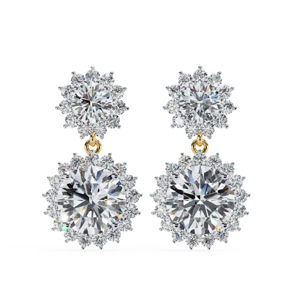 Picture of 1.00 Carat Round solitaire double halo danglers (1.50 CTW Diamonds)