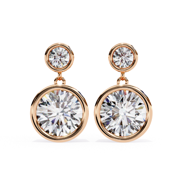 Picture of 1.65 Carat Classic Round Solitaire Bezel Diamond Earrings.(1.80 CTW Diamonds)