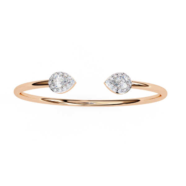 Picture of 1 carat pear solitaire Twin Teardrop Halo Bangle (1.40 CTW Diamonds)