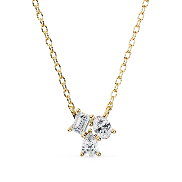 Picture of 90 cent Pendant With a Cluster Of Three Different Diamond Cuts (Without Chain)