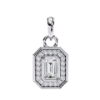 Picture of 80 cent Emerald  Solitaire Lab Grown Diamond Halo Pendant (without chain)(1 CTW Diamonds)