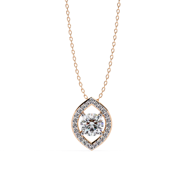 Picture of 45 cent Round Cut solitaire Marquise Shape Halo Pendant (Without Chain)