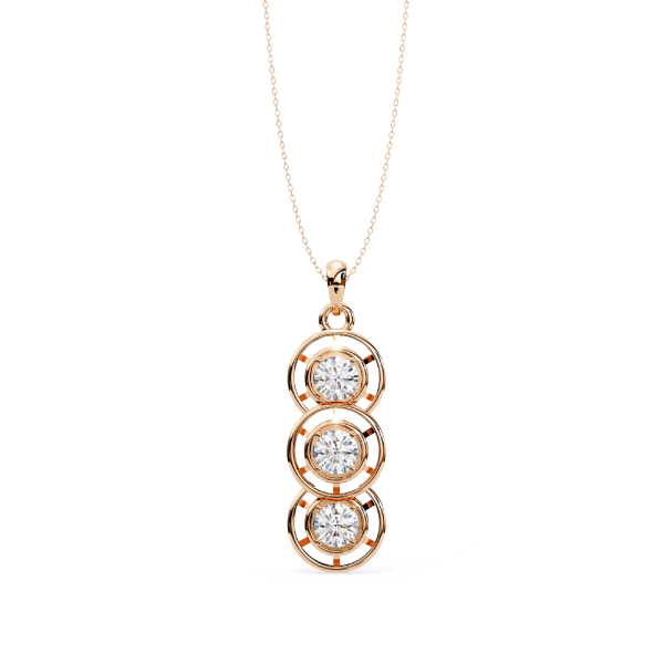 Picture of 1.30 Carat Round Cut Lab Grown Diamond Three Stone Pendant (without Chain)