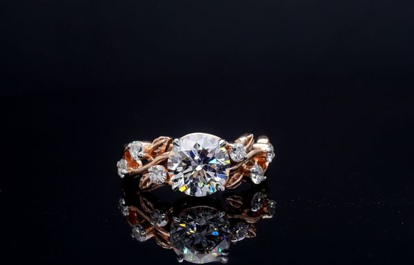 Picture of 2 Carat LGD, nestled in delicate leaf inspired setting.