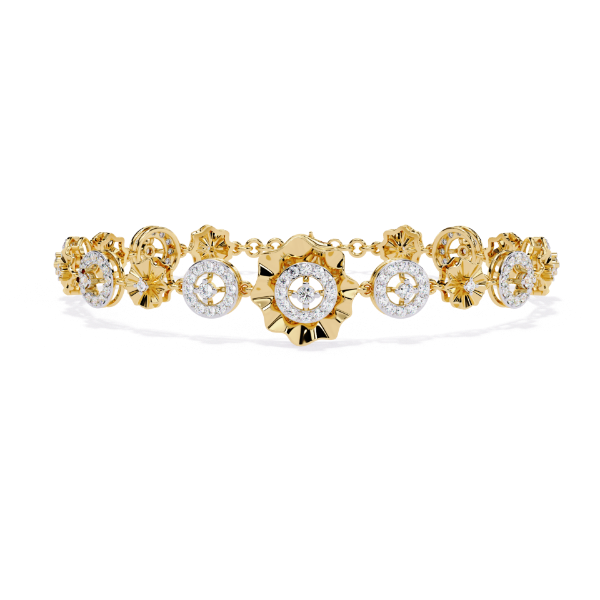 Picture of Floral Diamond Bracelet With Intricate Circular Motifs.