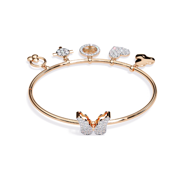 Picture of Whimsical Bracelet With A Diamond Butterfly And Playful Charms.