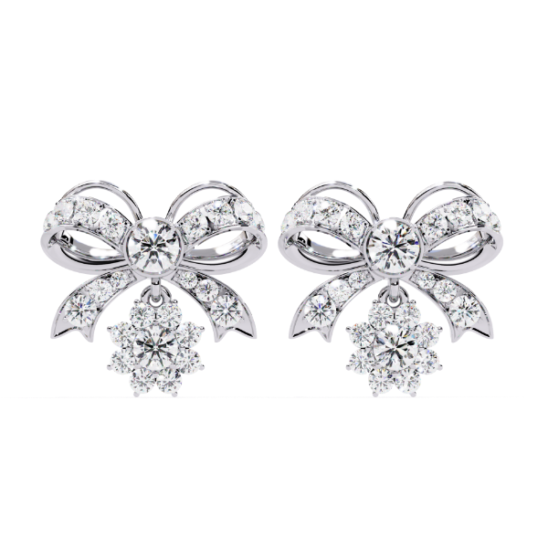 Picture of Celeste Bow Drop Earrings - 2.20 Carat Round Diamonds.