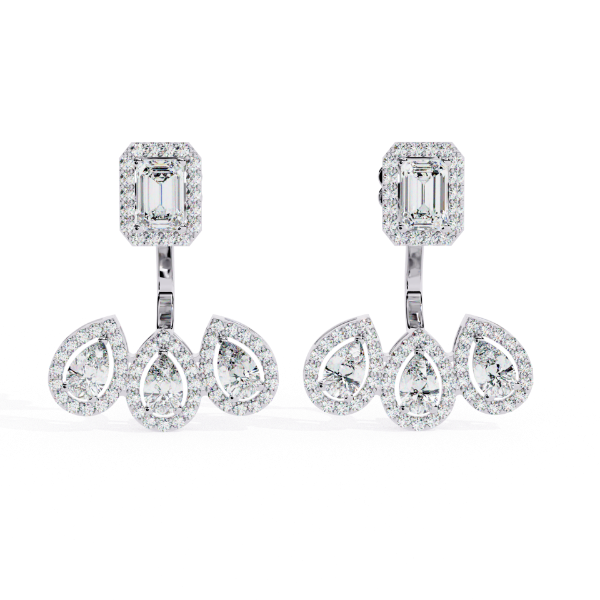 Picture of Halo Drops - Emerald,Round And Pear Diamond Magic In 3.60 Carat.