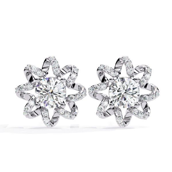 Picture of 1.95 Carat Sparkle Petals – Round Diamond Stud Earrings