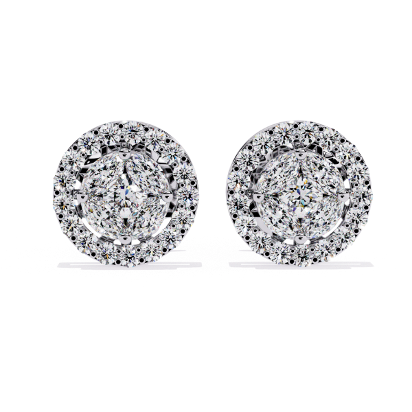 Picture of Radiant Illusion – 1.50 Carat Marquise & Round Cluster Studs