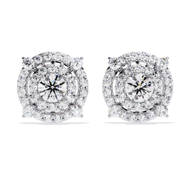 Picture of Timeless Brilliance - 2.30 CT Round Diamond Halo Earrings.