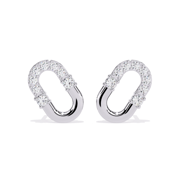 Picture of Bold Elegance - Round Diamond U - Link Earrings.