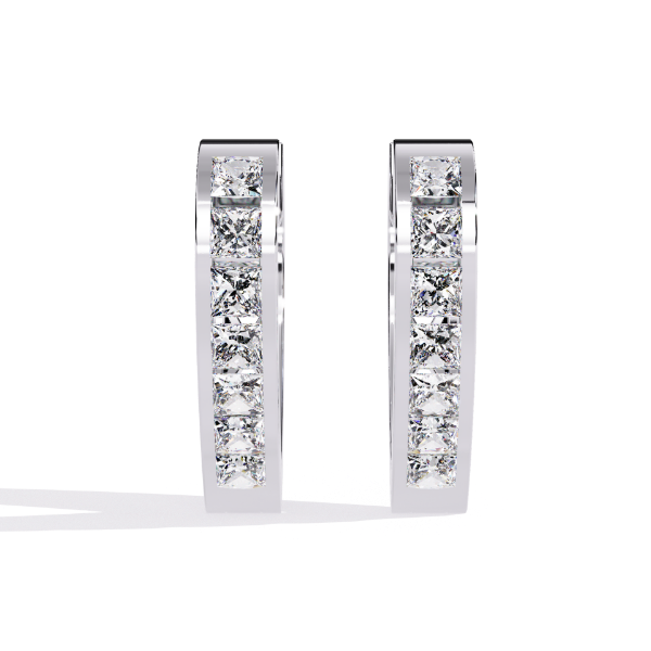 Picture of Bold Heart Hoops With 0.85 CT Princess Cut Precision.